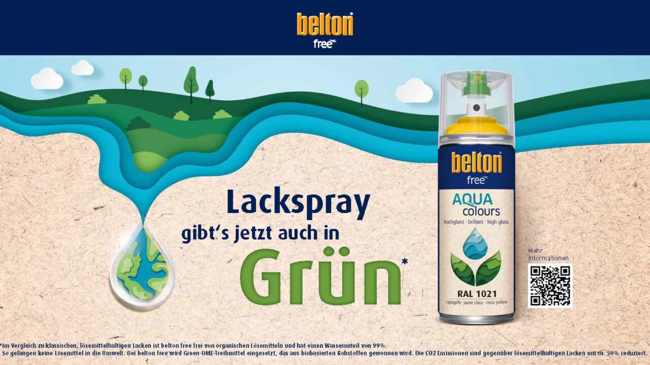 belton free Marketing-Kampagne: Lackspray gibt´s jetzt auch in Grün 