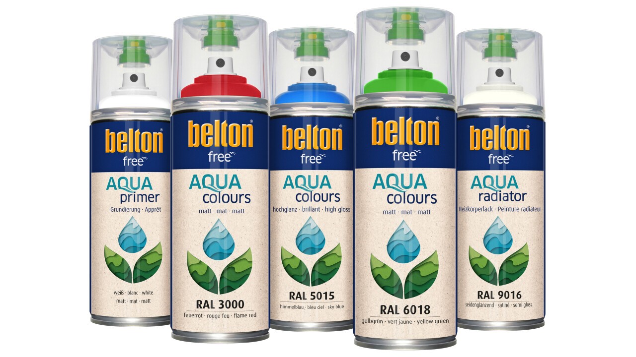 belton free AQUAprimer, AQUAcolours Buntlacke und AQUAradiator Heizkörperlack 