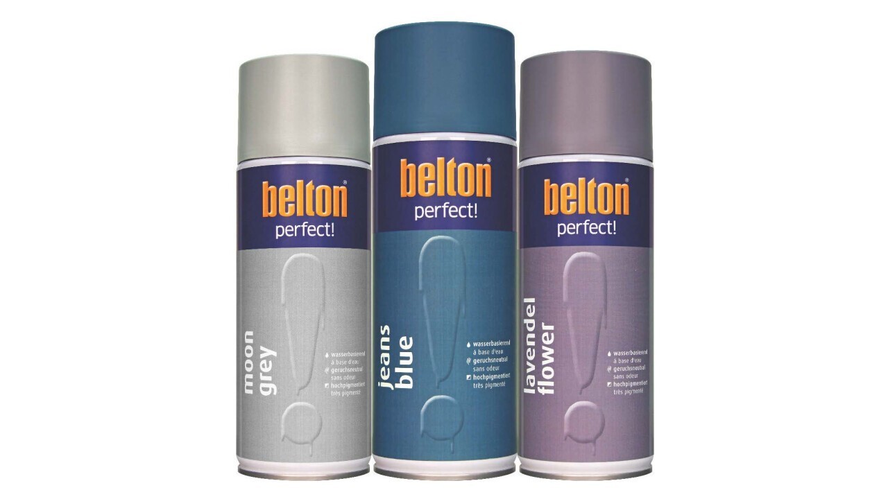 belton perfect design spray paint as a group of cans