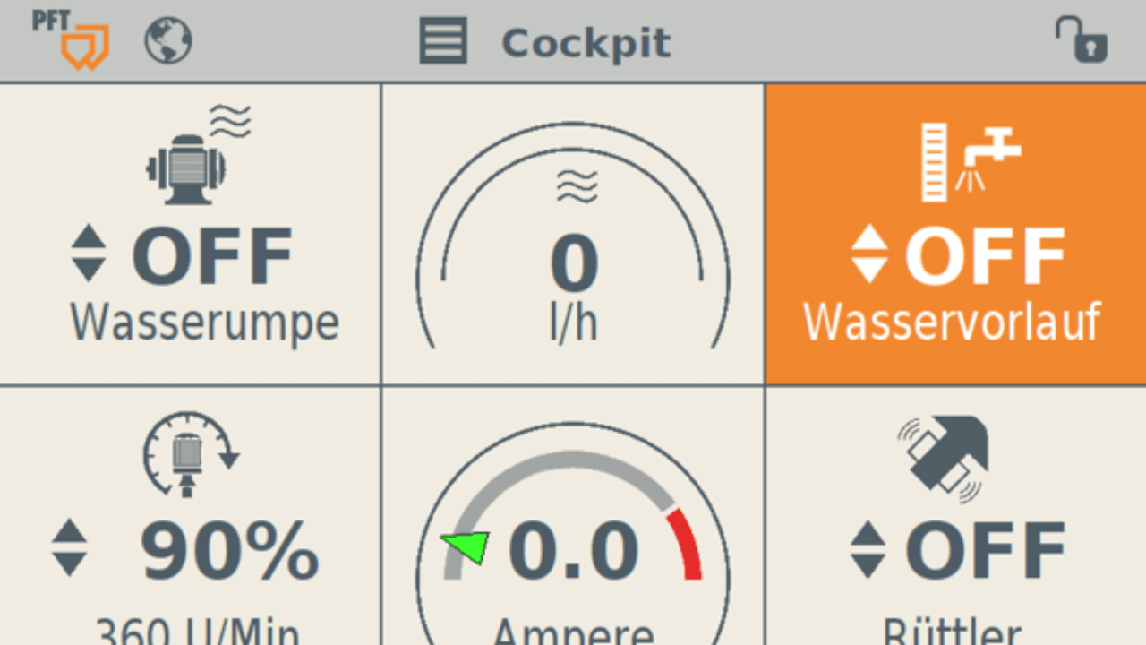 Das große, farbige Display der PFT Control-Steuerung iCON sorgt für eine übersichtliche, intuitive Bedienung.