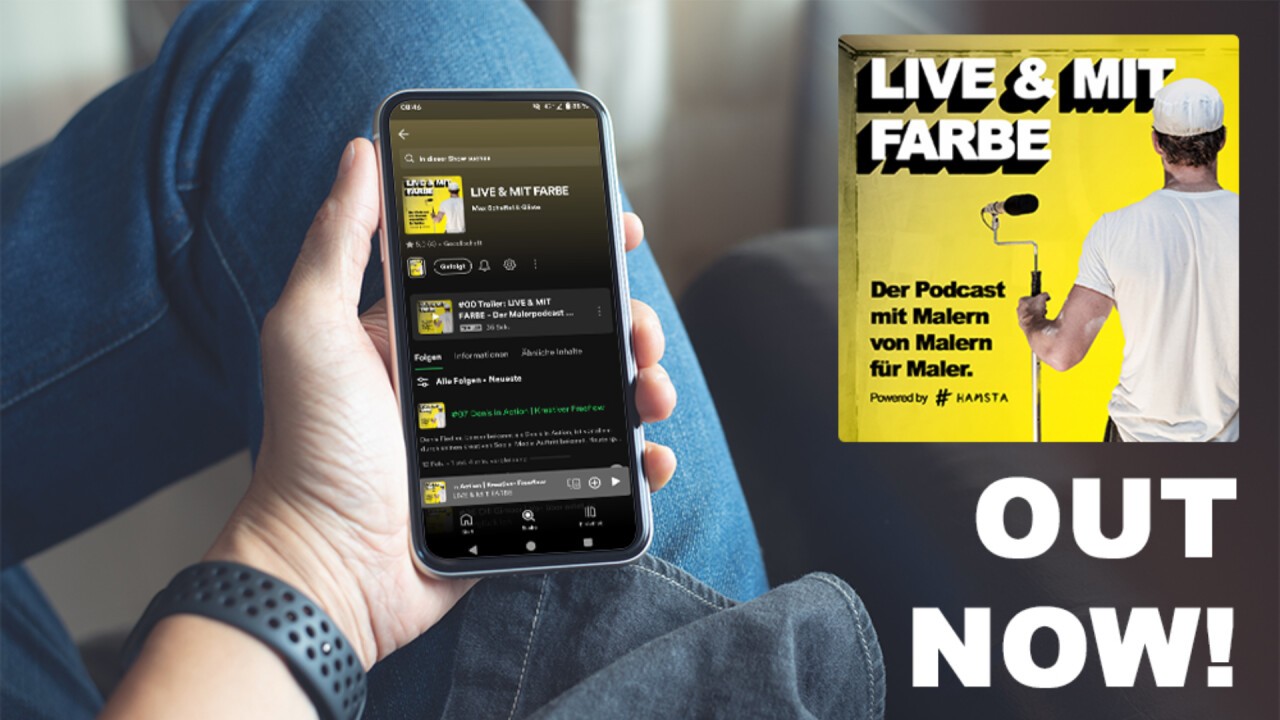 HAMSTA ist mit neuen Formaten am Start. Nun gibt es mit "LIVE & MIT FARBE" einen Podcast exklusiv fürs Malerhandwerk.